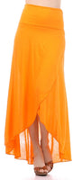 1 x Brand New Sakkas 0326 Soft Jersey Feel Solid Color Strapless High Low Dress Skirt - Orange Medium - RRP €27.38