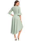 1 x RAW Customer Returns Gardenwed Festive Dress Women 3 4 Sleeve Flare Bell Sleeve Round Neck Dresses High-Low Cocktail Dresses Rockabilly Dresses Evening Dresses Elegant for Wedding Light Green S - RRP €39.99