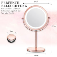 1 x RAW Customer Returns LILY ENGLAND Makeup Mirror with Lights - 2 in 1 Magnifying Vanity Mirror, Round Tabletop Mirror with LED Lights Compact Makeup Mirror Included, Rose Gold - RRP €27.13