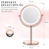 1 x RAW Customer Returns LILY ENGLAND Makeup Mirror with Lights - 2 in 1 Magnifying Vanity Mirror, Round Tabletop Mirror with LED Lights Compact Makeup Mirror Included, Rose Gold - RRP €27.13