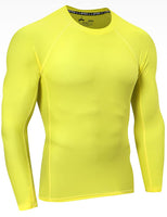 1 x RAW Customer Returns LAFROI - Men s Rash Guard Protective Shirt, Long Sleeve, UPF 50 , Compression, CLYYB, Asym Yellow,M - RRP €24.99