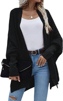 1 x RAW Customer Returns Women s Sweater Knitted Autumn and Winter Batwing Cardigan Tops Long Sleeve in Buttons Sweater Cardigan Wrap Slouchy Chic Trend Decontracting Fashion Sweater Jacket Black L - RRP €33.99