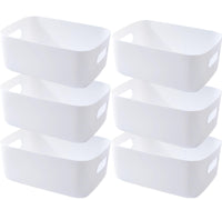 1 x RAW Customer Returns EURXLQ 6 pieces white storage box plastic storage basket with handles 30.5 20 12cm, bathroom organizer kitchen cabinet organizer box baskets storage plastic box for shelf - RRP €29.99