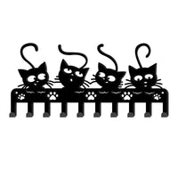 1 x RAW Customer Returns SUPERDANT Wall Hooks with Black Cats, Key Holder, Halloween, Cats, Decorative Hooks, Clothes Hangers, Iron Hooks, Wall Mounted, Hooker with 10 Hooks for Key Hooks, Hats, Metal Hooks - RRP €14.71