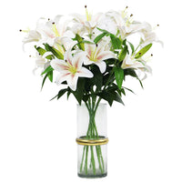 1 x RAW Customer Returns Olrla Artificial Lilies, 60cm Long 8 Blooming Flower Heads 4 Buds 3D Printing Artificial Tiger Lily Flowers for Wedding Home Hotel Office Decoration Gradient Champagne  - RRP €17.99