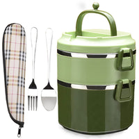 1 x RAW Customer Returns SANQIAHOME 2 Layers Multi-layer Stackable Stainless Steel Lunch Box, Leak-proof, Green - RRP €22.8