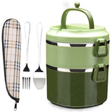 1 x RAW Customer Returns SANQIAHOME 2 Layers Multi-layer Stackable Stainless Steel Lunch Box, Leak-proof, Green - RRP €22.9