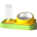 3 x Brand New Cat bowl set, cat food bowl, cat feeding bowl, cat feeding station 15 tiltable, with automatic water bottle, anti-gulping bowl, against vomiting, protect the pet s back - RRP €60.48