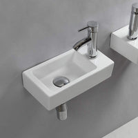 1 x RAW Customer Returns Rectangular ceramic wall washbasin Right  - RRP €61.8