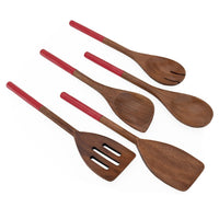 9 x Brand New Chef Pomodoro wooden cooking spoon set of 5 cooking spoon set made of acacia wood wooden cooking spoon set cooking spoon set wooden cooking spoon wooden spatula pointed cooking spoon stirring spoon red  - RRP €172.89