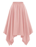 1 x RAW Customer Returns DRESSTELLS Women s Swing Skirt Elastic Waist Solid Color Pleated Skirt Knee Length A-Line Irregular Hem Blush L - RRP €30.24