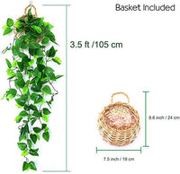 1 x RAW Customer Returns ANZOME Artificial Hanging Plants with Wooden Basket, 107cm in Pots for Office Kitchen Garden Party Wall Decoration Ivy  - RRP €19.99