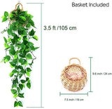 1 x RAW Customer Returns ANZOME Artificial Hanging Plants with Wooden Basket, 107cm in Pots for Office Kitchen Garden Party Wall Decoration Ivy  - RRP €19.99