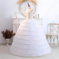 1 x RAW Customer Returns Hoseirty Women s 8 Hoops Super Puffy Petticoat Half Slip Skirt Floor Length Underskirt for Wedding Ball Quinceanera Dress, White, One Size - RRP €35.94