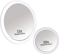 1 x RAW Customer Returns Mirrorvana 15X and 20X Magnification Mirror with Suction Cup for Bathroom - Round Makeup Mirrors without Light - Portable Travel Mirror with 20x and 15x Magnification - RRP €19.6