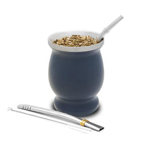 1 x RAW Customer Returns BALIBETOV Argentinian Mate Double Wall Stainless Steel Yerba Mate Set Mate Cup with Bombilla Yerba Mate Straw Grey  - RRP €19.67