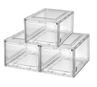 1 x RAW Customer Returns BoxedHome 3 Pack Transparent Plastic Shoe Boxes, Stackable Shoe Cases, Transparent Sneaker Storage Organizer, for Shoes up to Size 47, 36 x 27x 20 cm - RRP €40.33