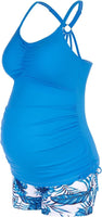 1 x RAW Customer Returns Maccie Maternity Clothing Elegant Breathable Maternity Tankini with Ruffles Blue XXL - RRP €34.27