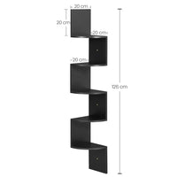 1 x RAW Customer Returns VASAGLE Wall Corner Shelf, 5-Tier Wall Shelf, for Bedroom Living Room Bathroom Study, Plant Holder, Ink Black - RRP €30.19