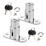 1 x RAW Customer Returns Sliding door lock, furniture lock, cabinet lock, cylinder furniture lock, pressure lock for drawer, with key set for filing cabinets, cabinet doors, display cases, drawers cabinets accessories silver  - RRP €18.66