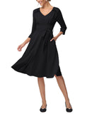 1 x Brand New Belle Poque Women s 50s Belted V Neck Elegant Evening Dress Black, XL  - RRP €39.99