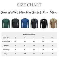 1 x Brand New SwissWell Men s Henley Shirt Long Sleeve Button Placket Long Sleeve Shirt Leisure Shirt Polo Shirt Men s Long Sleeve Cotton T-Shirt with Breast Pocket - RRP €32.65