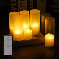 1 x RAW Customer Returns LED candles with timer function, remote control and flameless LED tea lights with rechargeable base for party decoration for Christmas wedding party 6 pack with frosted cup lampshades  - RRP €24.9