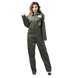 1 x RAW Customer Returns Leajap Fighter Pilot Costume Women Halloween Carnival Costume Women, Aviator Carnival Party Cosplay Costume for Adults XL  - RRP €25.2