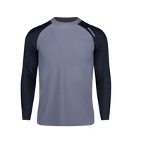 1 x RAW Customer Returns SURFEASY Men s Rashguard Long Sleeve Sun Protection Rash Vest Men, Rash Guard Shirt for Surfing Swimming Fishing Hiking Gray Black, XL  - RRP €24.0