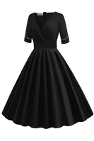 1 x RAW Customer Returns AXOE women s 60s dress with 3 4 sleeves cocktail dress evening dress plain black, size 40, L - RRP €37.3