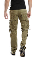 1 x RAW Customer Returns Kuson men s trousers 100 cotton cargo sport multi-pads thick outdoor loose khaki FR 40 - RRP €27.6