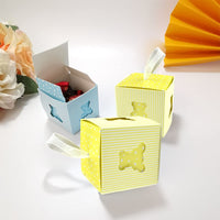 1 x Brand New eeee 50 pieces candy box made of paper, baby shower gift box, candy box birthday, with white organza ribbon, for baby baptism, communion, wedding or birthday party light yellow  - RRP €20.84