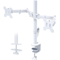 1 x RAW Customer Returns BONTEC monitor mount for 2 monitors for 13-27 inch flat curved screens, monitor desk mount, height adjustable, tiltable, swivelable, rotatable, 10 kg per arm, VESA 75x75 100x100, white - RRP €52.99