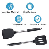 2 x Brand New KOMUNJ 2 Pieces Silicone Solid and Slotted Spatula Turners Set, Silicone Spatula, Non-Stick BPA Free High Heat Resistant Handy Kitchen Utensils, for Fish, Eggs, Pancakes - RRP €40.8