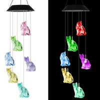 1 x RAW Customer Returns CDIYTOOL Solar Wind Chime Cat Colorful Gradient LED Solar Powered Wind Chime Lamp Waterproof with Hook for Outdoor Patio Yard Garden Decoration Gift for Grandma and Mom - RRP €18.0