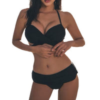 1 x RAW Customer Returns JEPOZRA Women s Swimsuit Push Up Quick Drying Women s Swimsuits High Waist Bikini Sexy Curvy Two Pieces Padded Bra Summer Beach - RRP €21.88