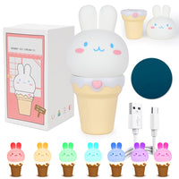 3 x Brand New RANJIMA Night Light Children, LED Dimmable Bedside Lamp Color Changing RGB Rabbit Night Light Baby Timing Kawaii Silicone Children Touch USB Lamp Portable Table Light for Baby Room Breastfeeding, Children s Room - RRP €61.2