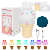 3 x Brand New RANJIMA Night Light Children, LED Dimmable Bedside Lamp Color Changing RGB Rabbit Night Light Baby Timing Kawaii Silicone Children Touch USB Lamp Portable Table Light for Baby Room Breastfeeding, Children s Room - RRP €61.2