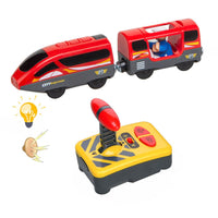 1 x RAW Customer Returns Uposao Electric Locomotive Wooden Railway Train Electric High Speed Toy Train Battery Operated Magnetic Train Toy Children Toy Locomotive Boy Girl Toy Christmas Gift - RRP €25.93