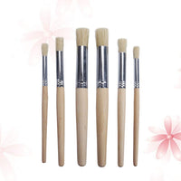 1 x RAW Customer Returns Healifty 6pcs Round Brush Wooden Handle Professional Beginner Tool of Different Sizes for Acrylic Watercolor Oil Painting - RRP €9.19