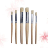 1 x RAW Customer Returns Healifty 6pcs Round Brush Wooden Handle Professional Beginner Tool of Different Sizes for Acrylic Watercolor Oil Painting - RRP €9.19