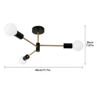 1 x RAW Customer Returns DAXGD Industrial Chandelier, E27 Industrial Living Room Chandelier, Modern 3 Head Chandelier, Vintage Sputnik Ceiling Light for Kitchen, Bedroom, Hallway, Living Room Without Bulb  - RRP €23.59