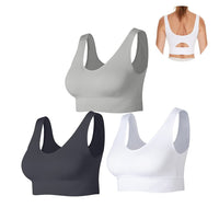 1 x RAW Customer Returns SEGRILA Women s Sports Bra Set Ribbed Without Underwire Yoga Bustier Padded Fitness Training Black, White, Grey, XL  - RRP €26.21