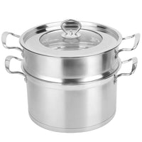 1 x RAW Customer Returns Steamer Pot 2 Levels, Mini Small Stackable Vegetable Potato Steamer Steamer Pot with Metal Lid Stainless Steel Pasta Pot, for Family Restaurant, for Cooking Dumplings Fish Meat Soup 20x29cm - RRP €47.99