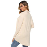 1 x RAW Customer Returns Cardigan for Women Pure Color Open Front Cardigan Long Sleeve Tall Lightweight Cardigan Casual Outwear Mid Long Loose Open Front Top for Spring Autumn, Beige, XXL - RRP €21.6