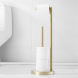 1 x RAW Customer Returns Toilet paper holder standing, NEWRAIN toilet paper holder standing stainless steel, toilet roll holder without drilling, gold toilet roll holder - RRP €34.99