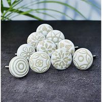 1 x RAW Customer Returns Ajuny Vintage Set of 20 White Ceramic Door Knobs for Dresser Drawer Wardrobe Cupboard Solid Cabinet Handmade Printed Pull Knob Modern Kitchen Bedroom and Bathroom - RRP €21.99