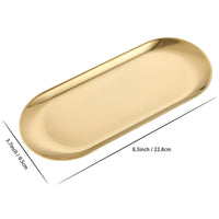 1 x Brand New FYY Serving Tray 22.8 x 9.5 cm Oval Tray Stainless Steel Cutlery Candle Makeup Jewelry Organizer Gold - RRP €20.4