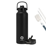 1 x RAW Customer Returns Fjbottle drinking bottle stainless steel with straw 950ML 1200ML - 2x lids BPA-free water bottle leak-proof - sports bicycle thermo bottle thermos flask for sparkling water, school, fitness - RRP €21.99