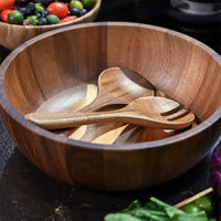 1 x RAW Customer Returns Bill.F Wooden Salad Bowl, 30cm Acacia Wood Salad Bowl Set, Large Salad Mixing Bowl with Servers, 3 Piece Large Salad Bowl Set - RRP €49.99